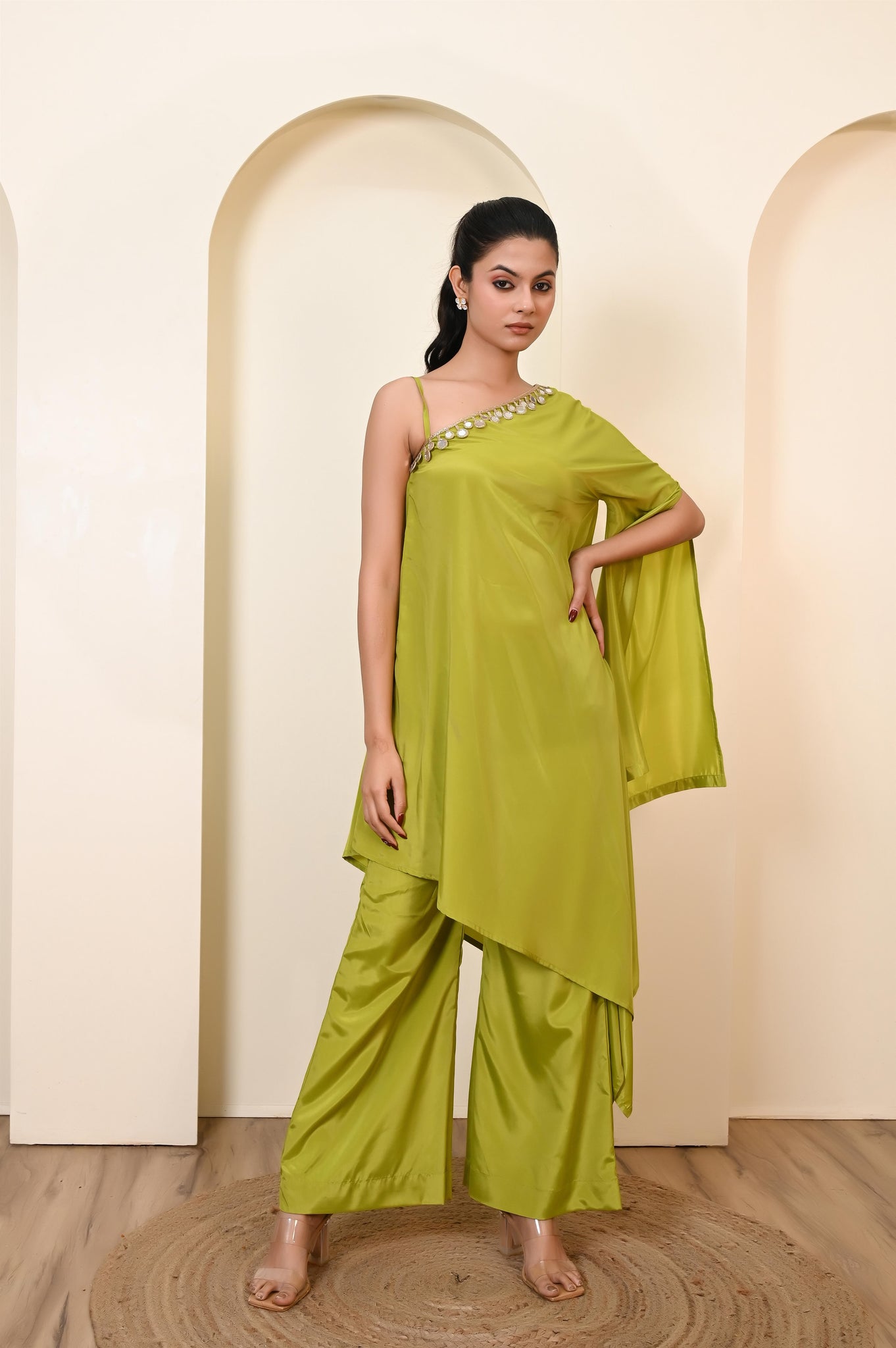 Omya one shoulder kaftan set