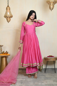 Pranavi Chanderi anarkali set