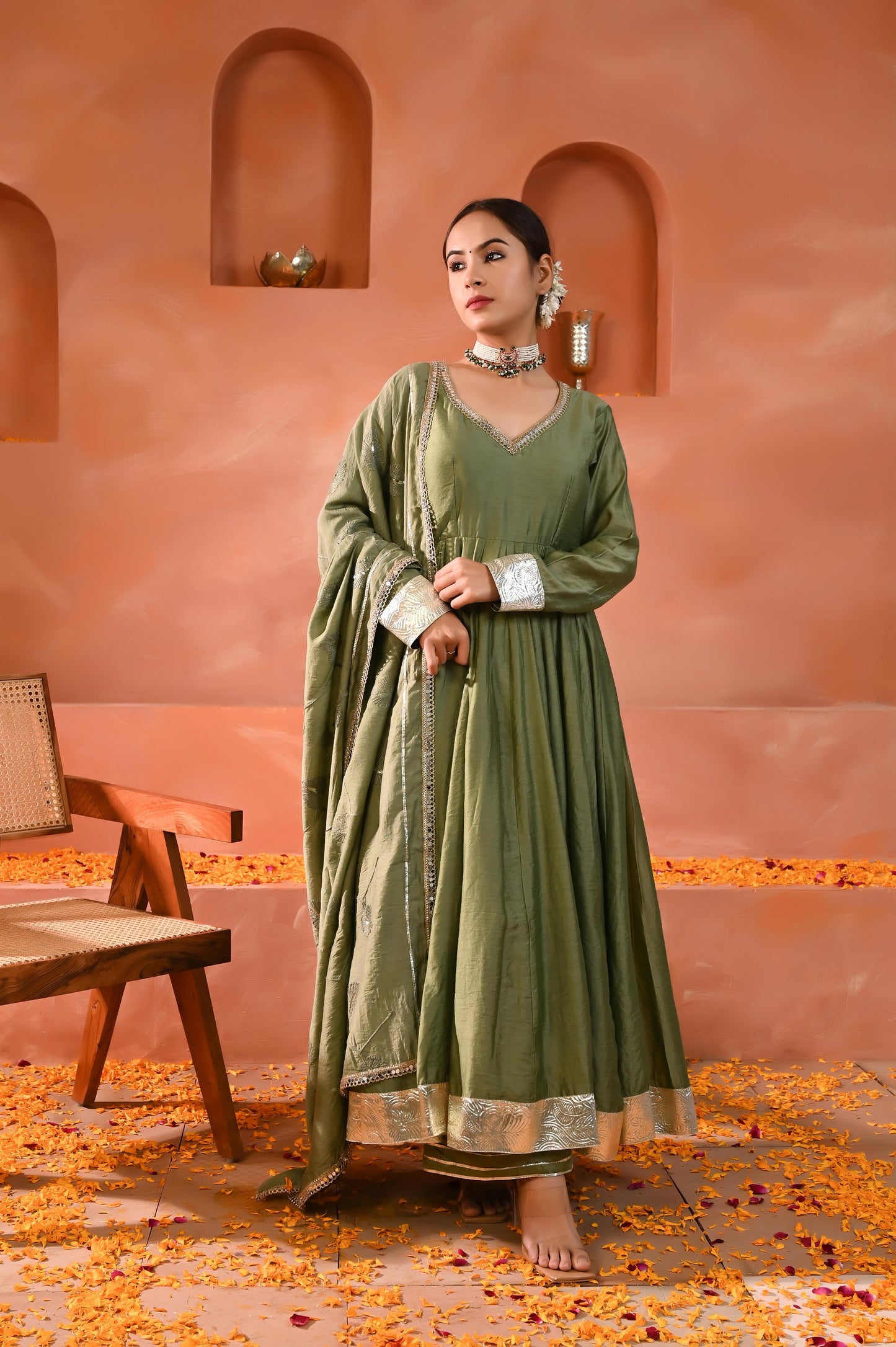 Prisha chanderi anarkali set