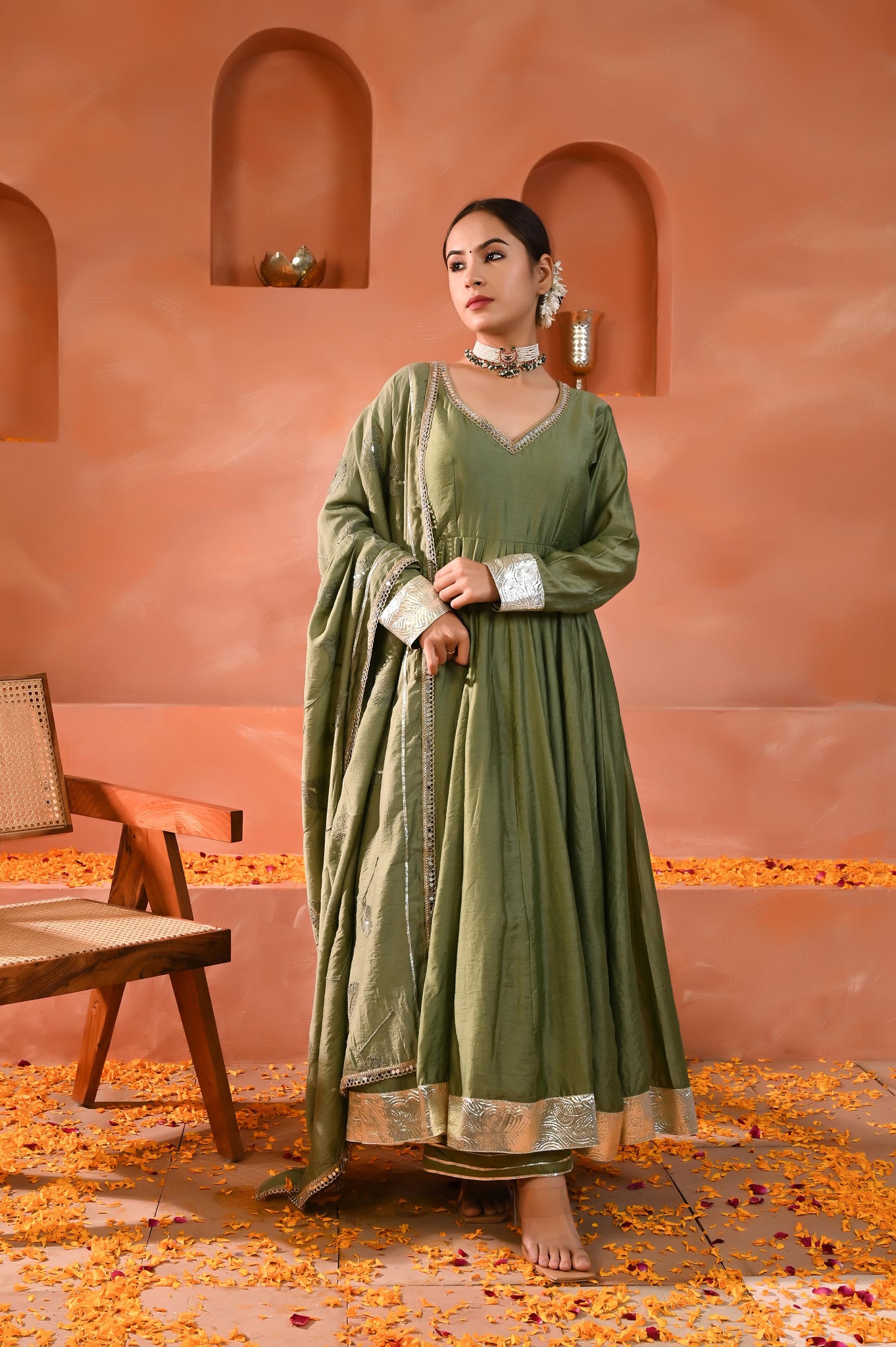 Prisha chanderi anarkali set