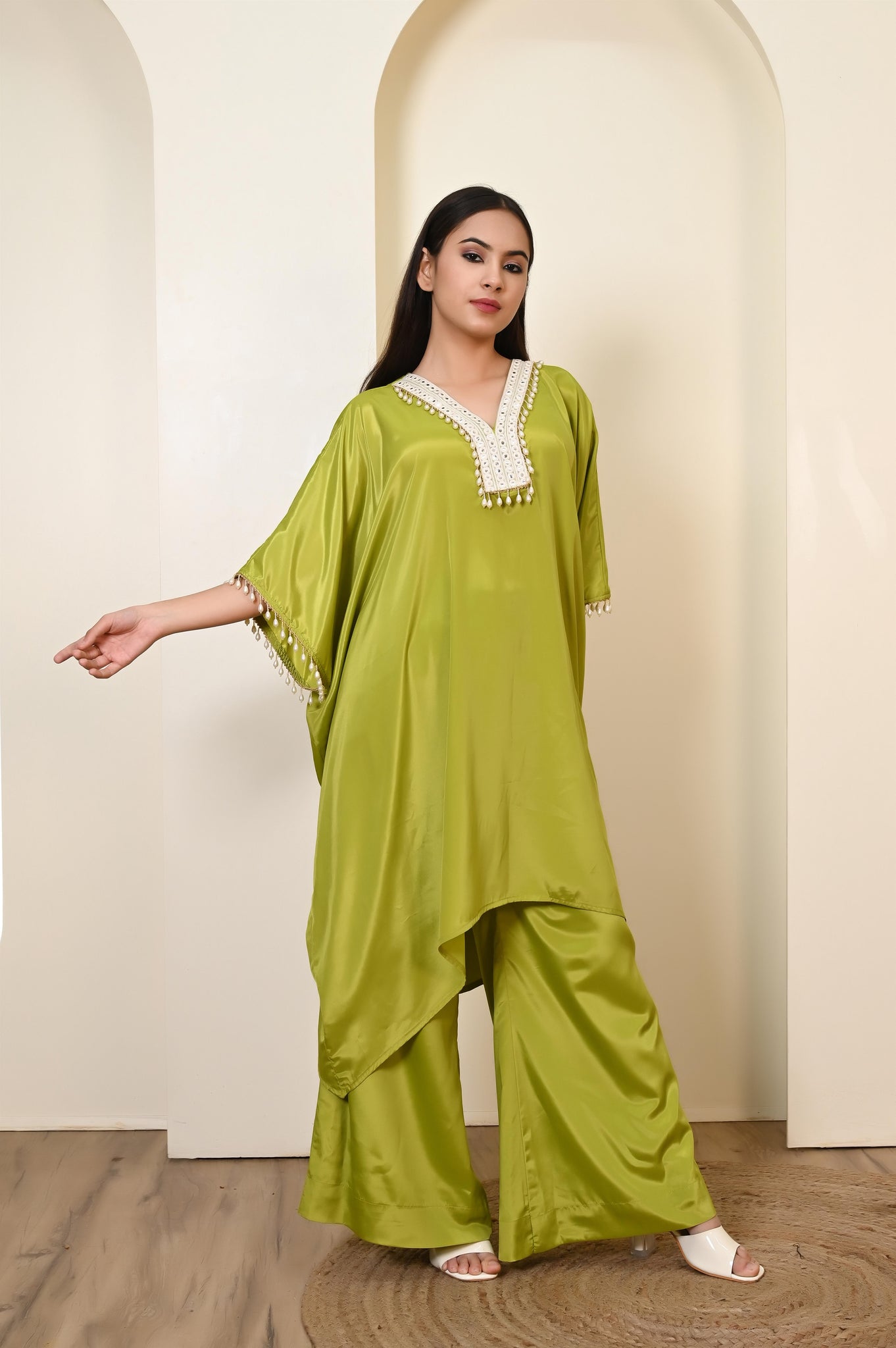 Jiya green kaftan set