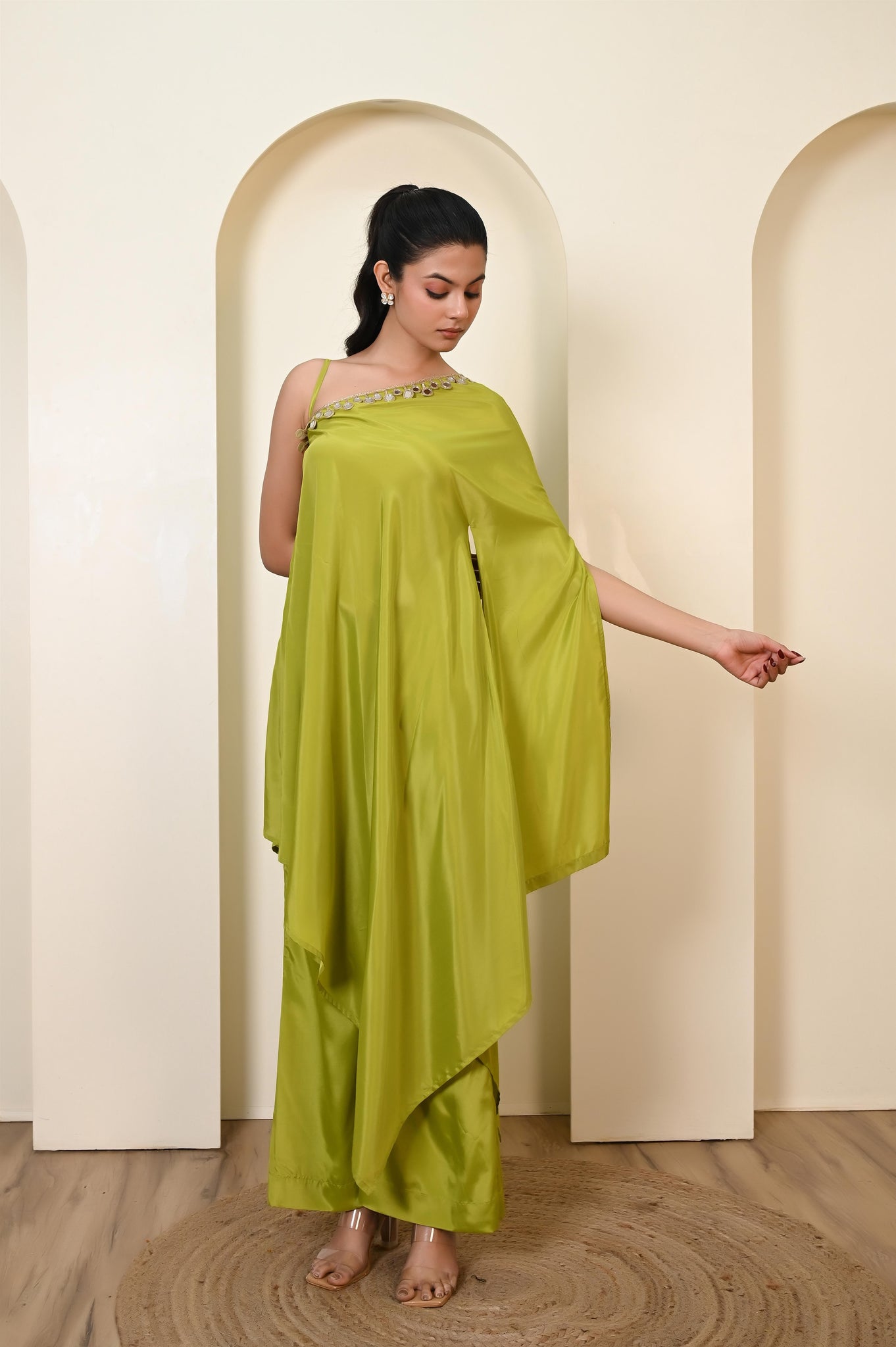 Omya one shoulder kaftan set