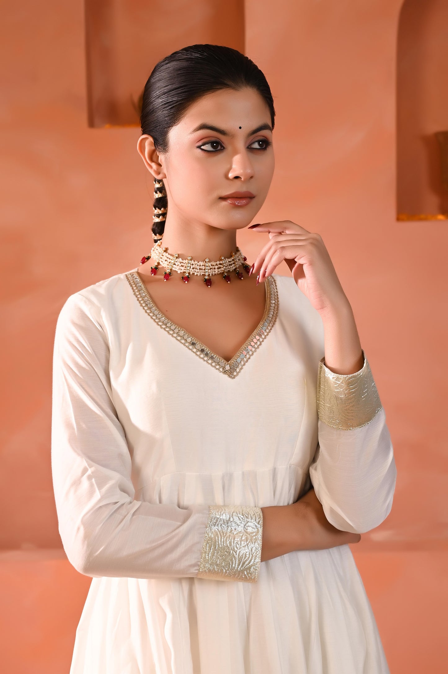 Warisha chanderi anarkali set