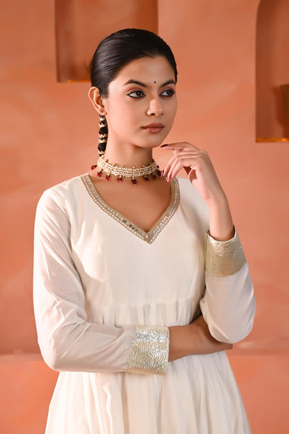 Warisha chanderi anarkali set