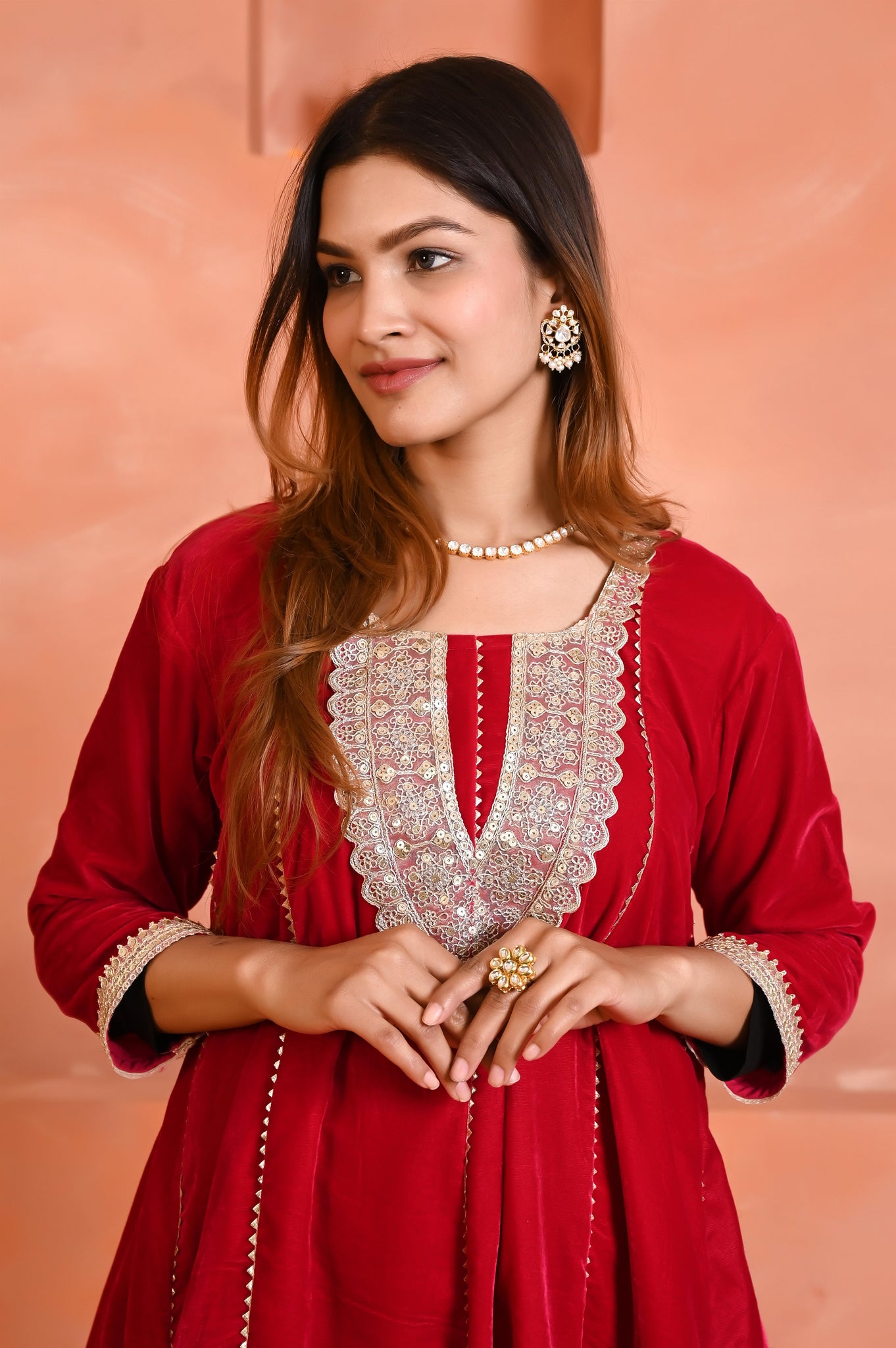 Fiza velvet kurta set