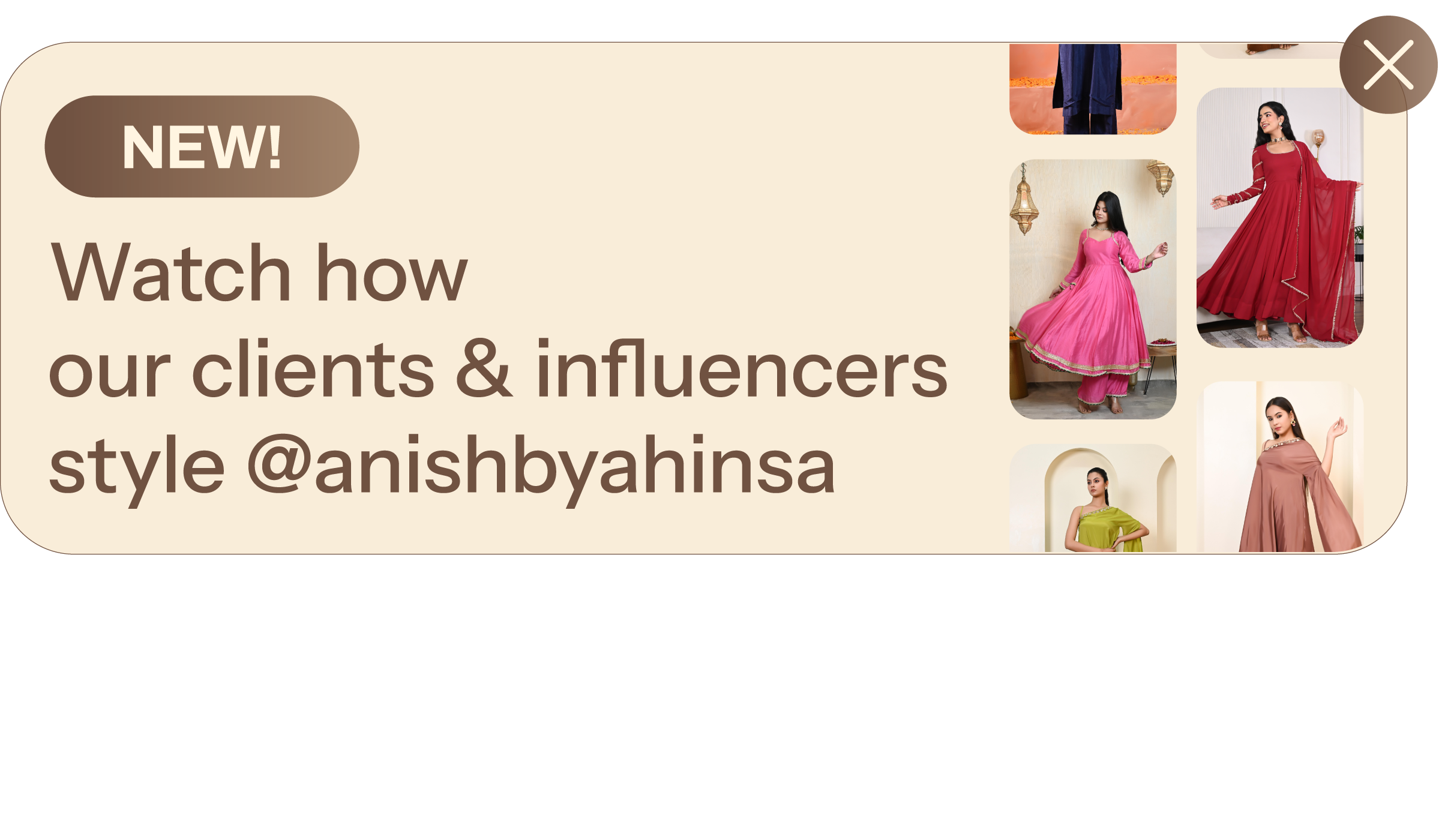 New! See how influencers and clients style our outfits—tap here!